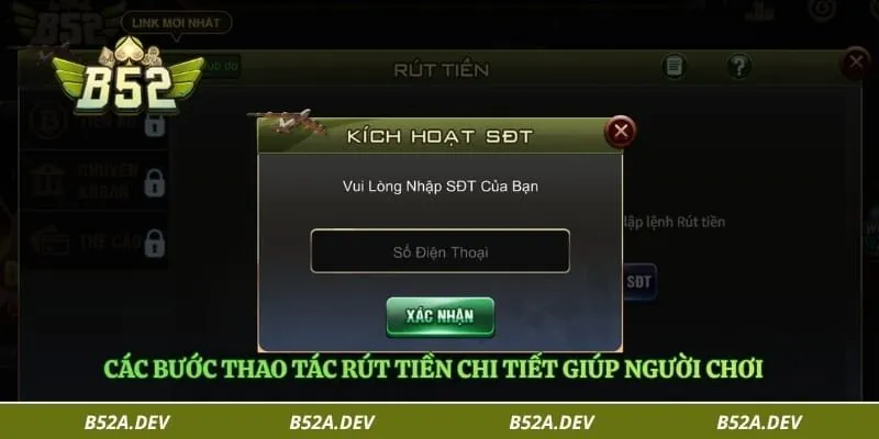 Các bước thao tác rút tiền chi tiết giúp người chơi