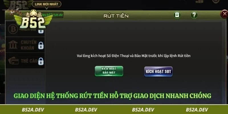 Giao diện hệ thống rút tiền hỗ trợ giao dịch nhanh chóng