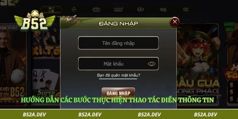 Hướng dẫn các bước thực hiện thao tác điền thông tin 